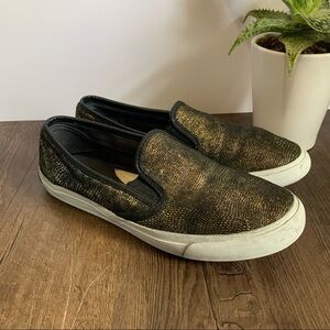 Sperry Gold Snakeskin Print Slip On Sneakers Size 7